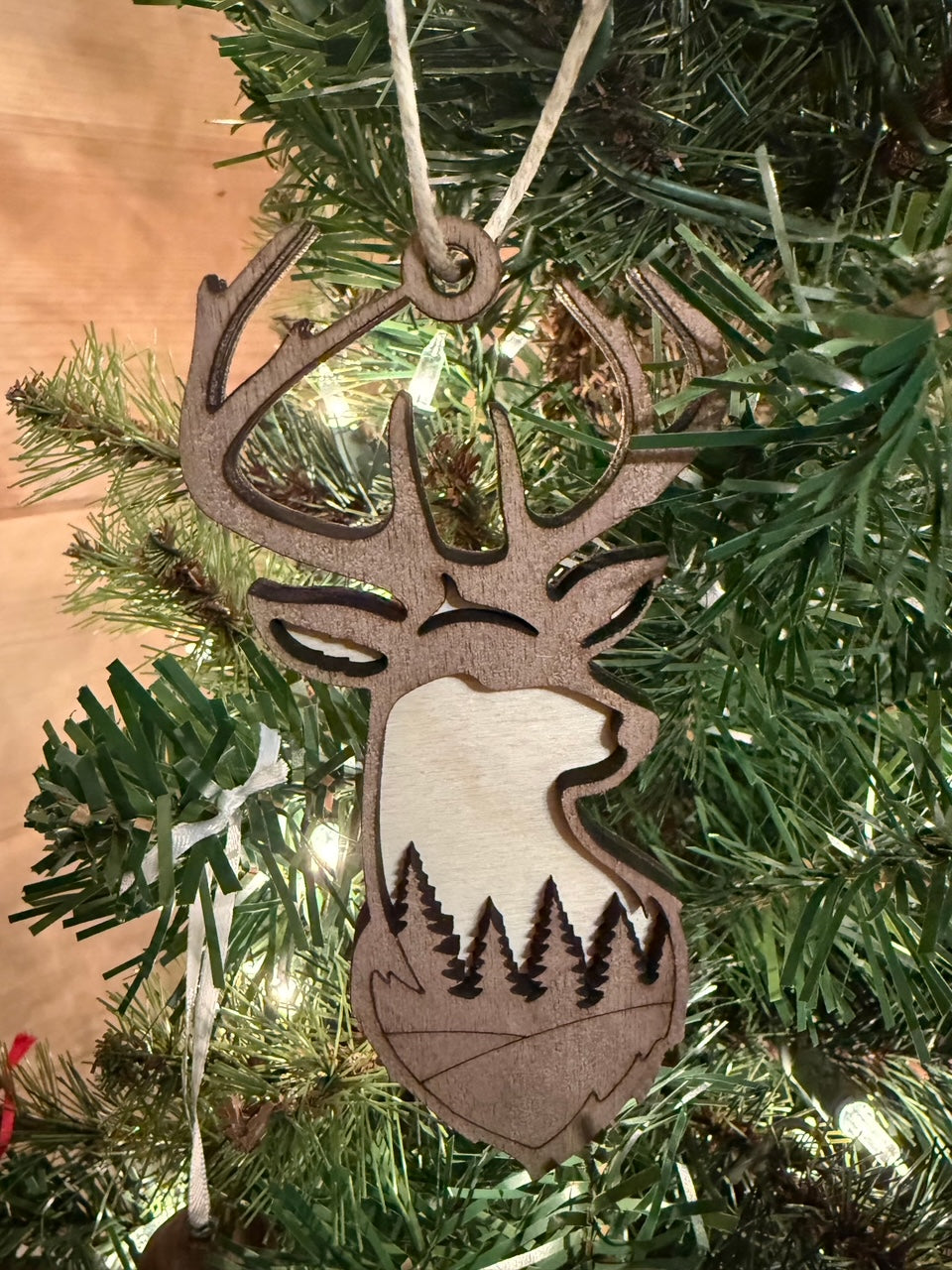 Buck Deer Multiple Layer Christmas Ornament Wood