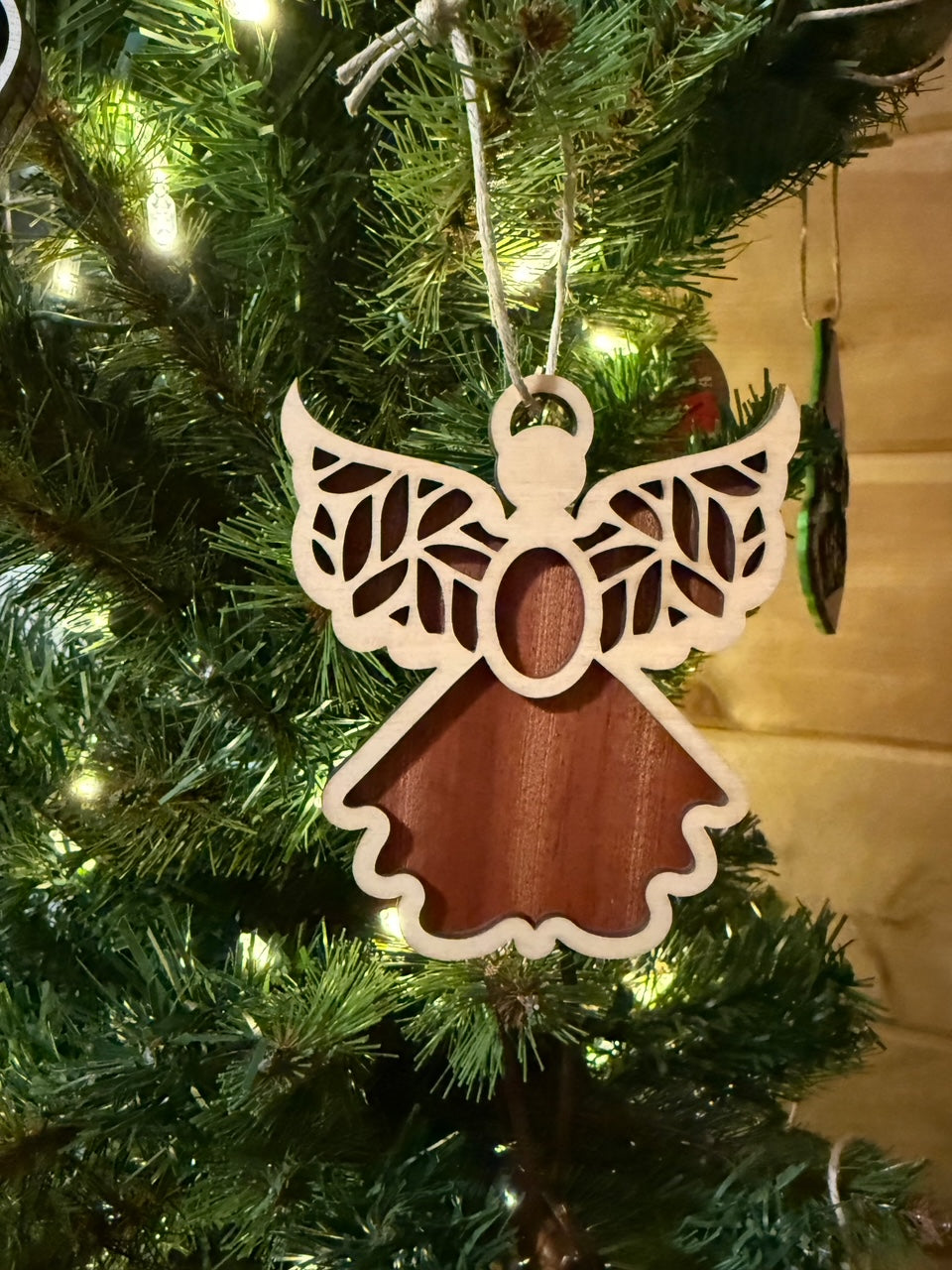 Angel multiple layer Christmas Ornament Wood