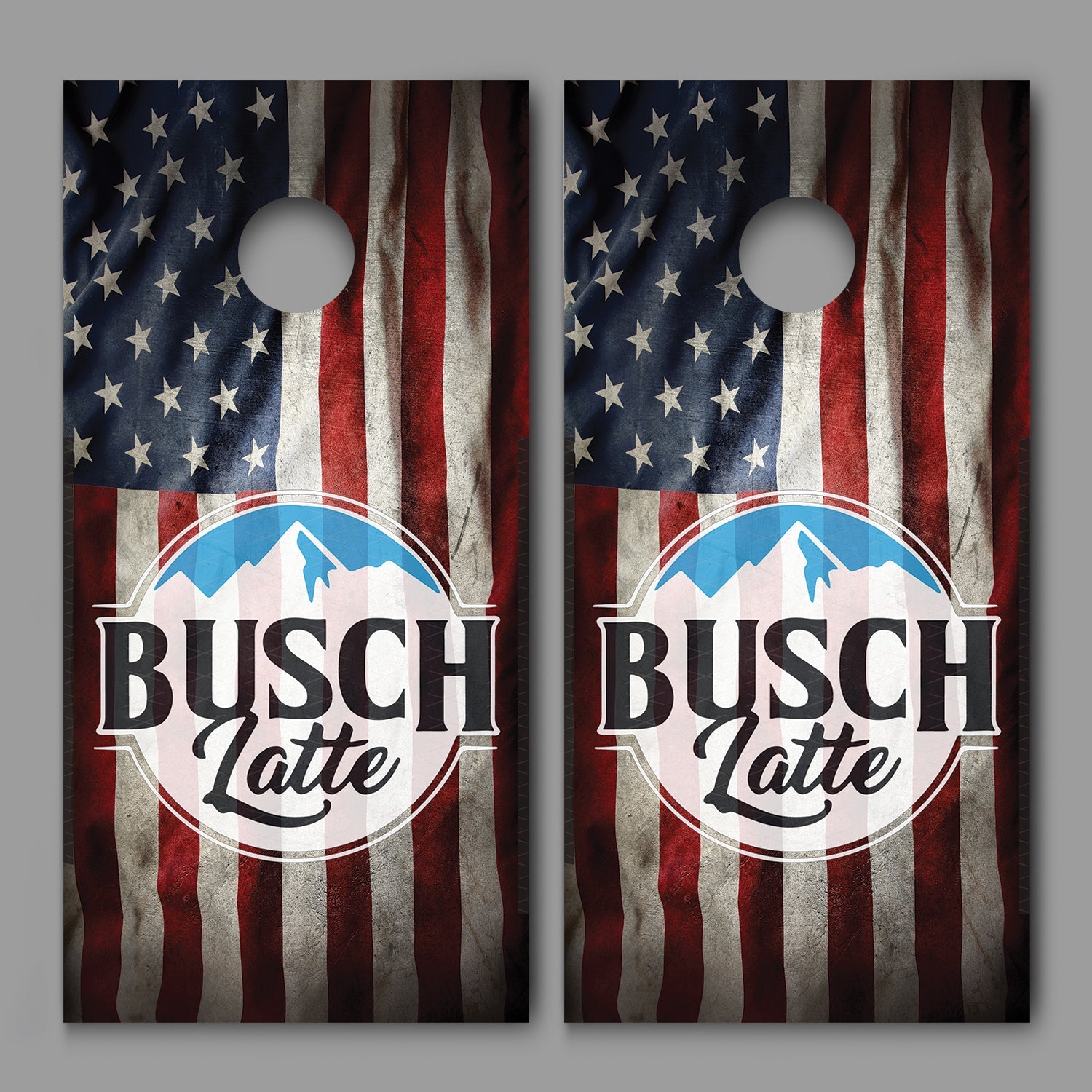 Busch Latte Waving American Flag Corn Hole Board Decal Wrap