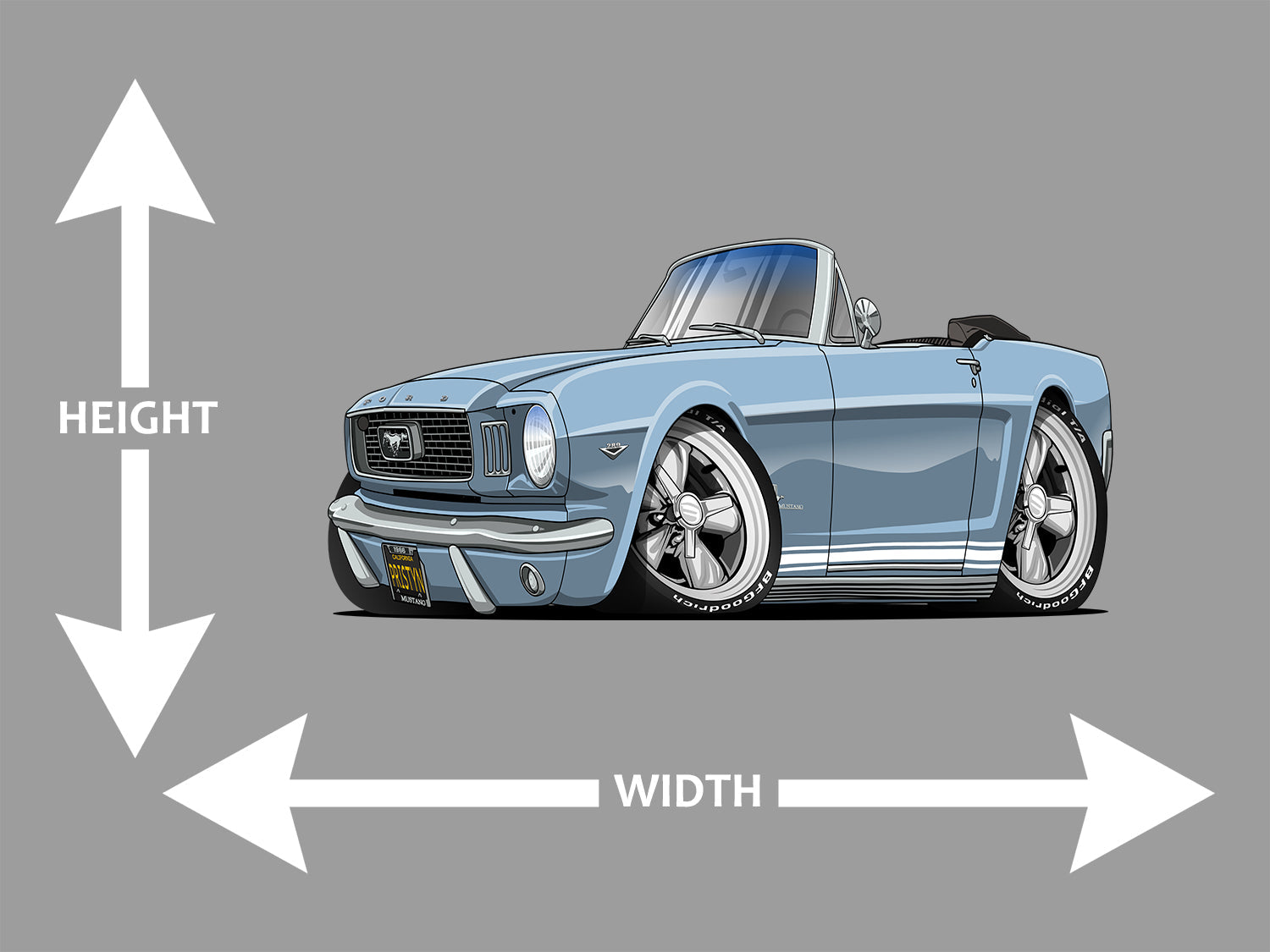 1966 Hot Rod Classic Mustang Convertible Art Wall Decal